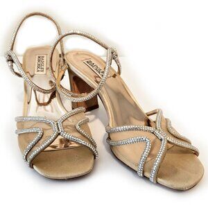 Badgley Mischka "Hey" Block Heel Slingback Sandals Gold Size 9